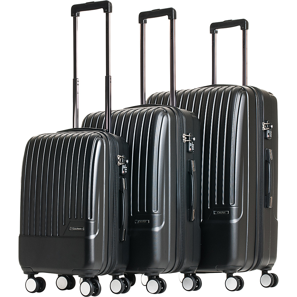 CalPak Davis Expandable 3 Piece Luggage Set Black CalPak Luggage Sets