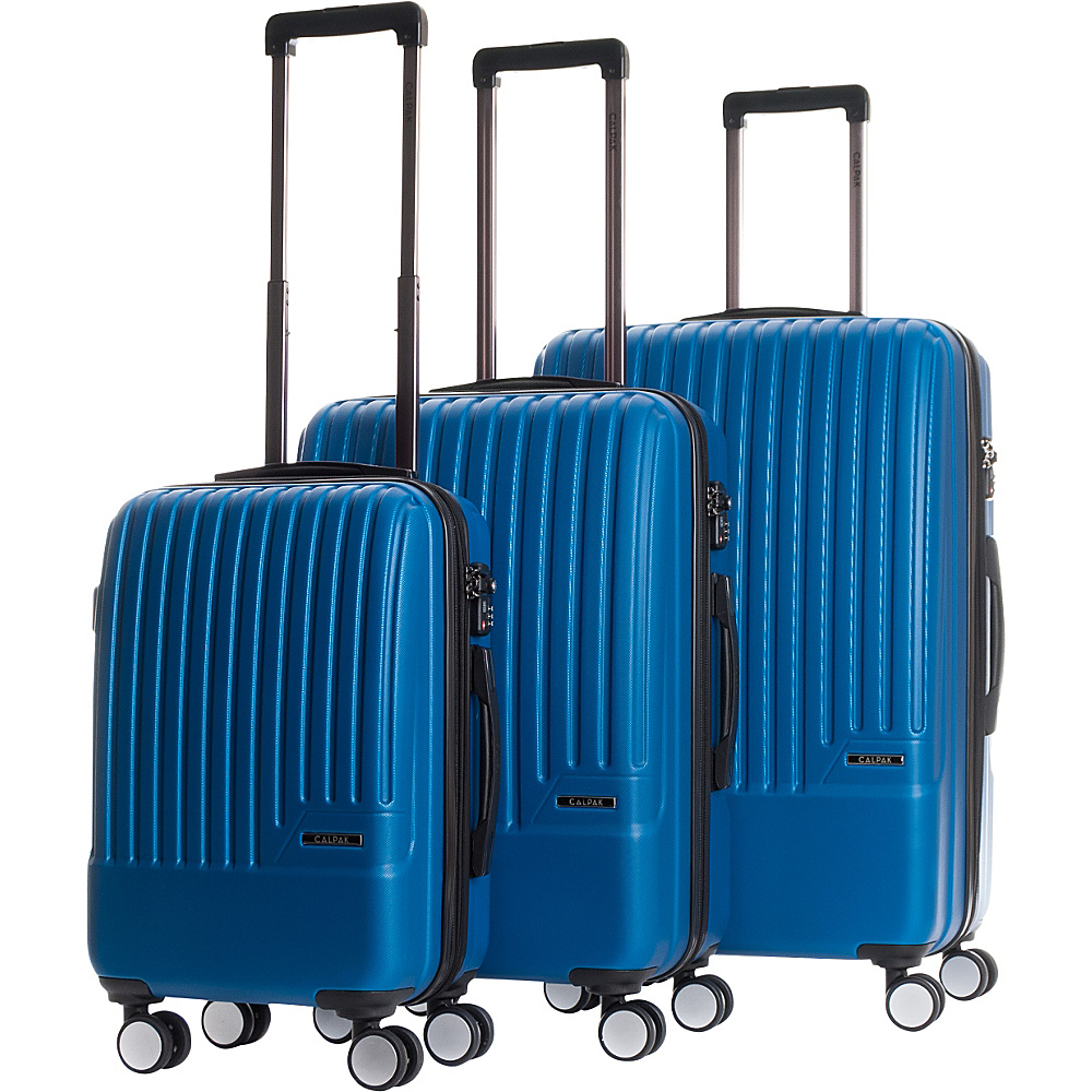 CalPak Davis Expandable 3 Piece Luggage Set Blue CalPak Luggage Sets