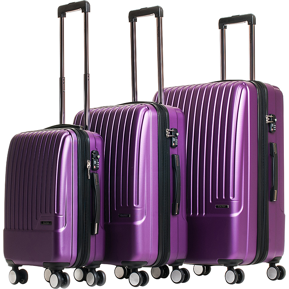 CalPak Davis Expandable 3 Piece Luggage Set Purple CalPak Luggage Sets