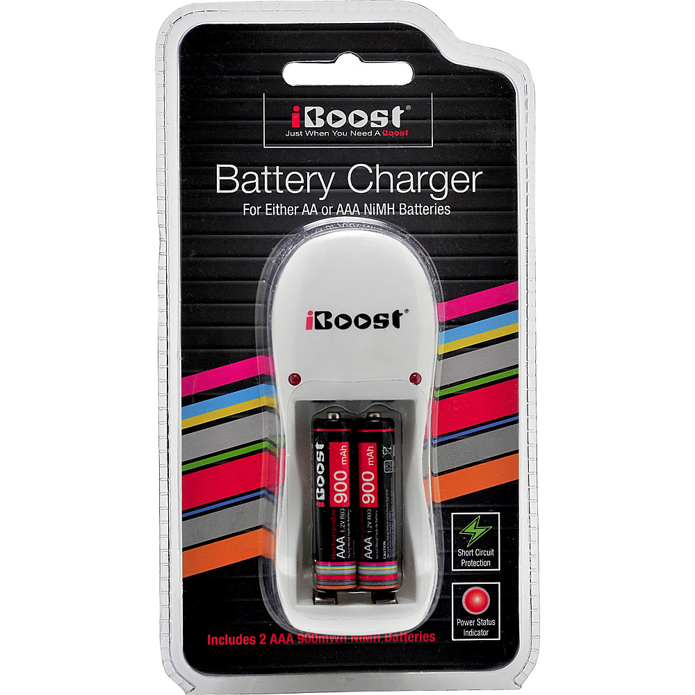 iBoost Battery Recharger For Aa Aaa Batteries Includes 2 Aaa Nicad Rechargeable Batteries White iBoost Electronics