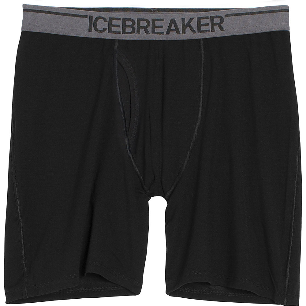 Icebreaker Men s Anatomica Long Boxer with Fly S Black Icebreaker Men s Apparel