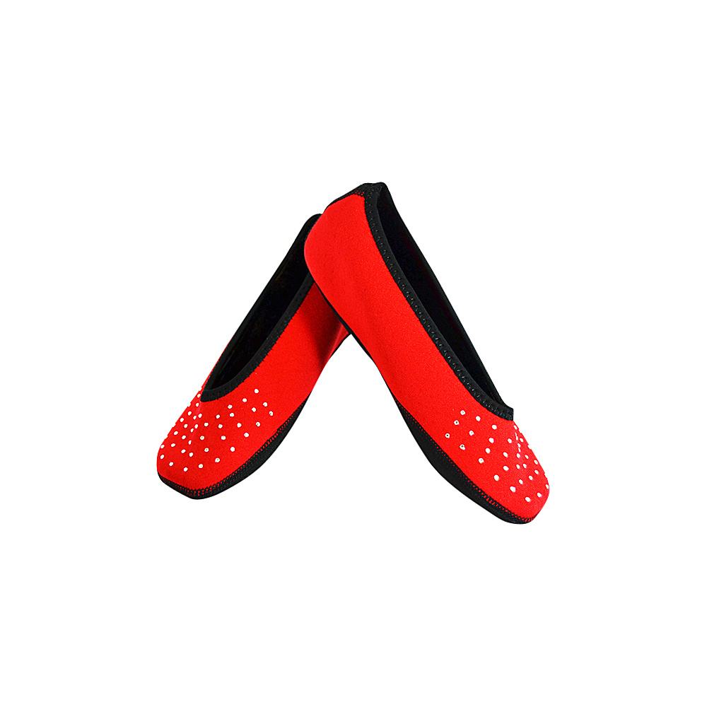 NuFoot Ballet Flats Travel Slipper Jewel Red Sparkle Medium NuFoot Women s Footwear