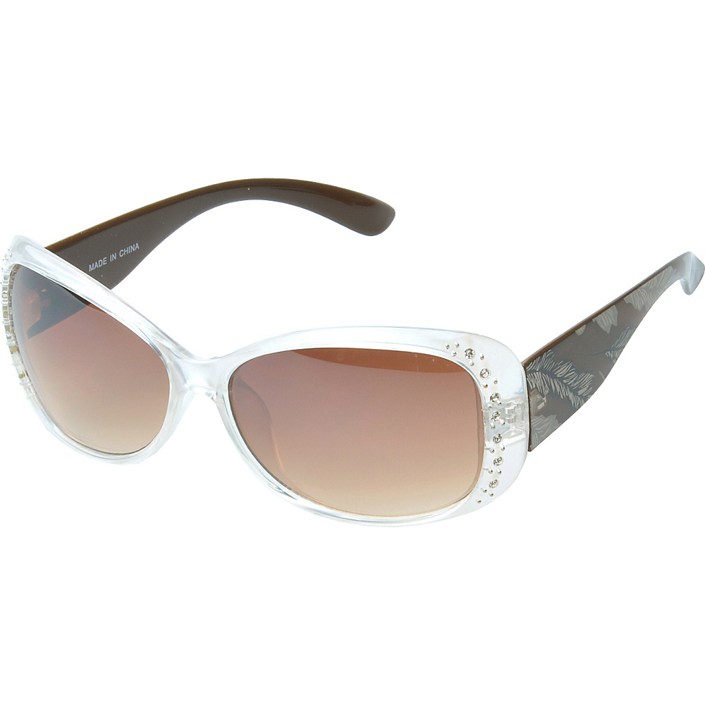SW Global Eyewear Amelia Rhinestone Studded Oval Fashion Sunglasses Clear Brown SW Global Sunglasses