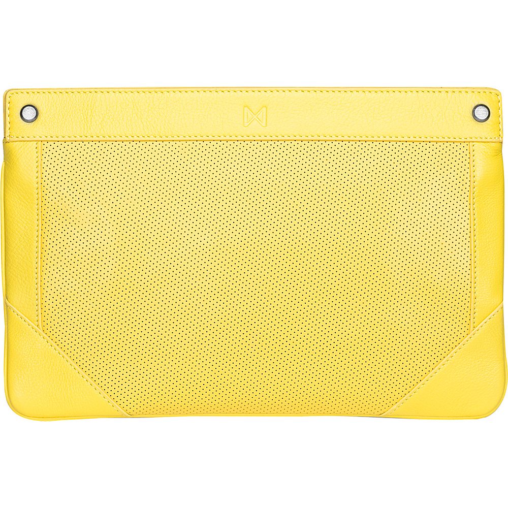 MOFE Lacuna Clutch Yellow Gunmetal Hardware MOFE Leather Handbags