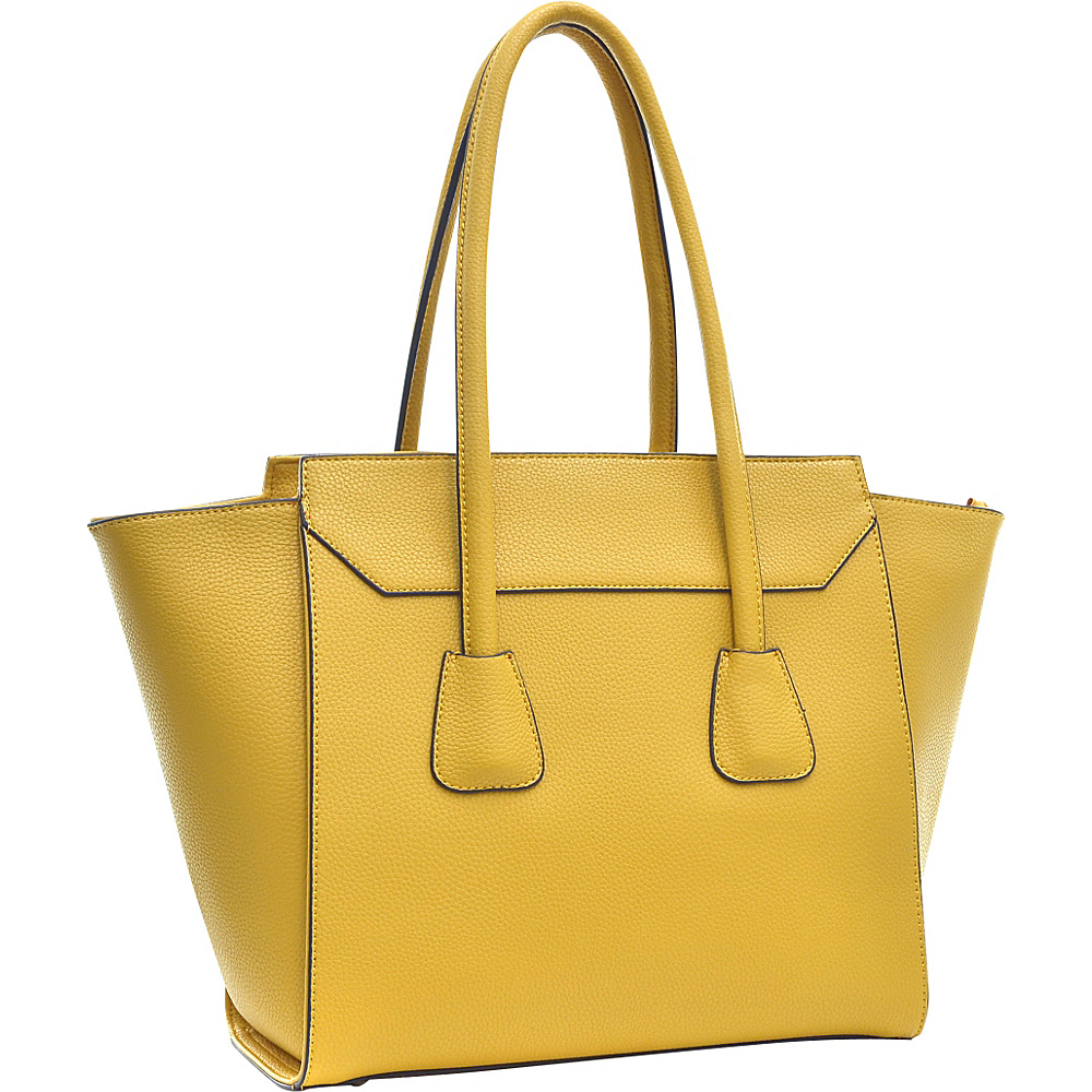 Dasein Faux Leather Winged Satchel Yellow Dasein Manmade Handbags