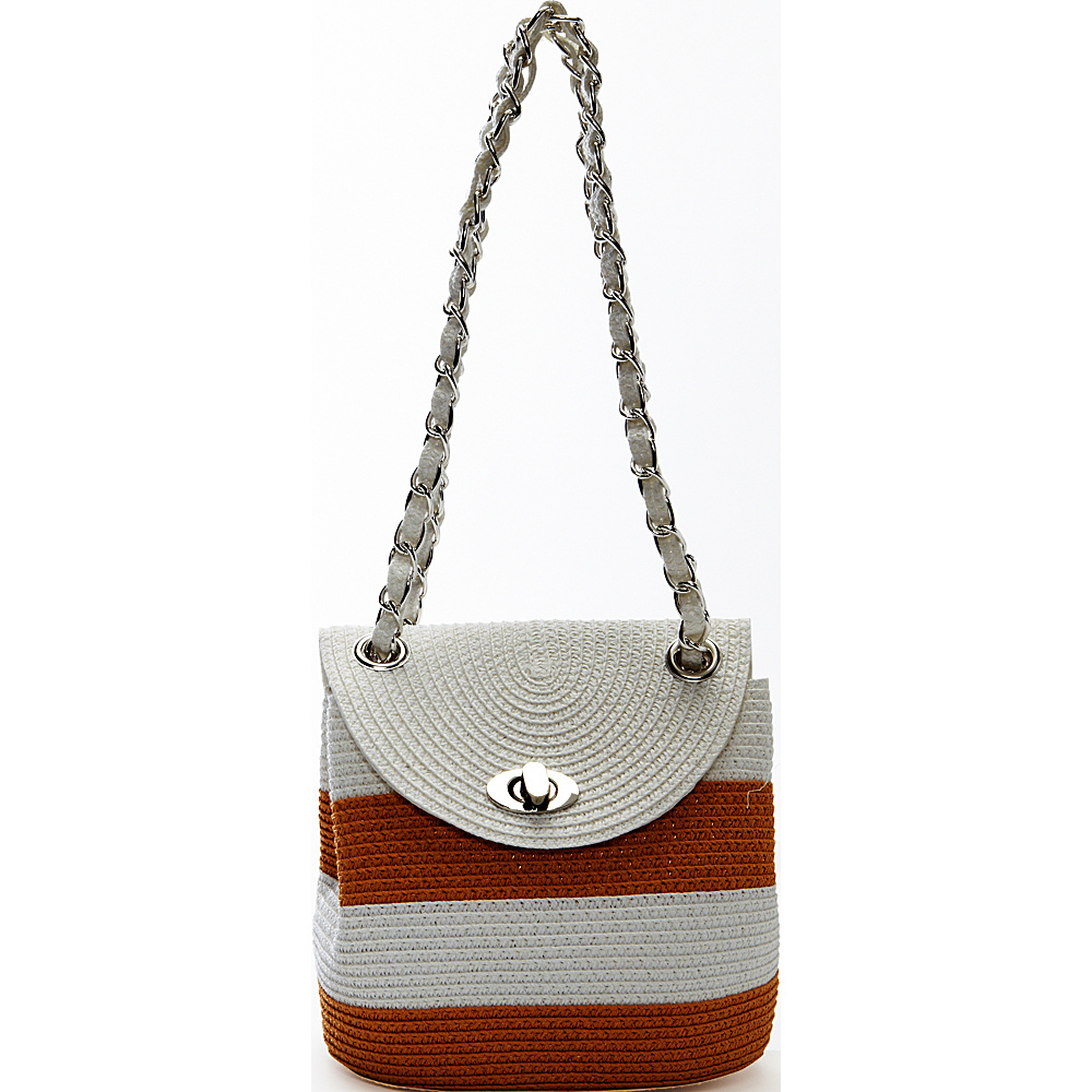 Magid Wide Stripe Paper Straw Mini Chain Shoulder Bag Toast Magid Straw Handbags
