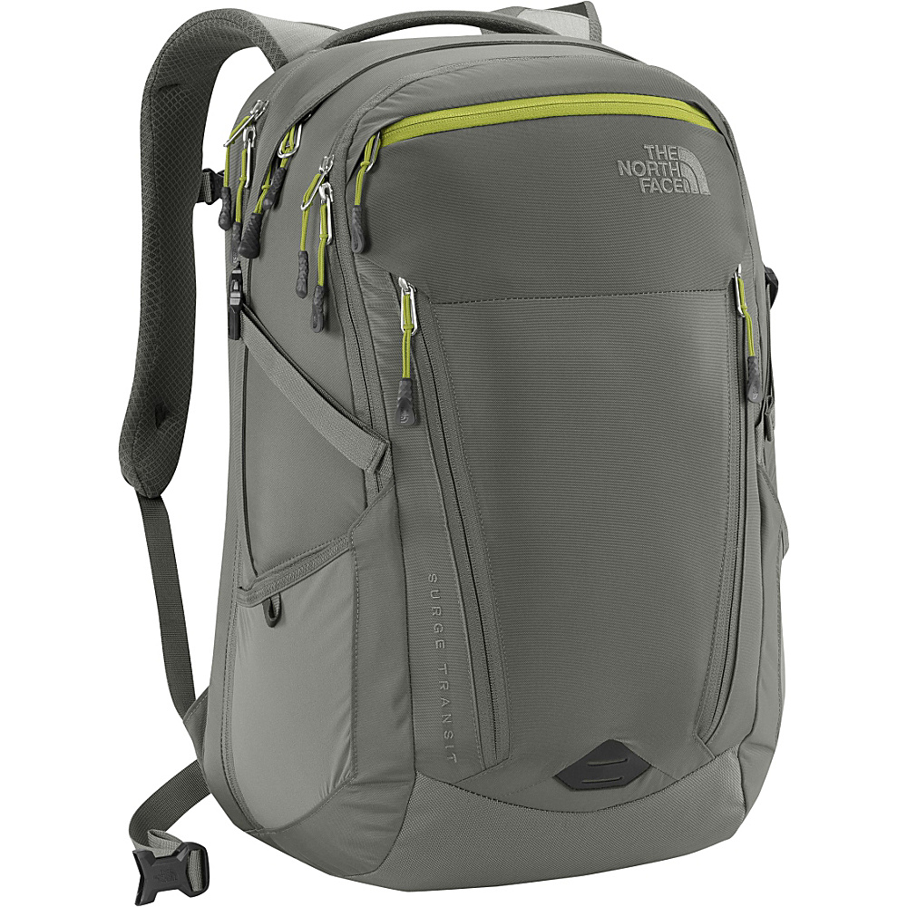 The North Face Surge Transit Laptop Backpack Fusebox Grey Lemongrass Green The North Face Business Laptop Backpacks