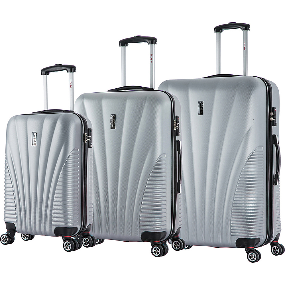inUSA Chicago Collection 3 Piece Lightweight Hardside Spinner Luggage Set Silver inUSA Luggage Sets