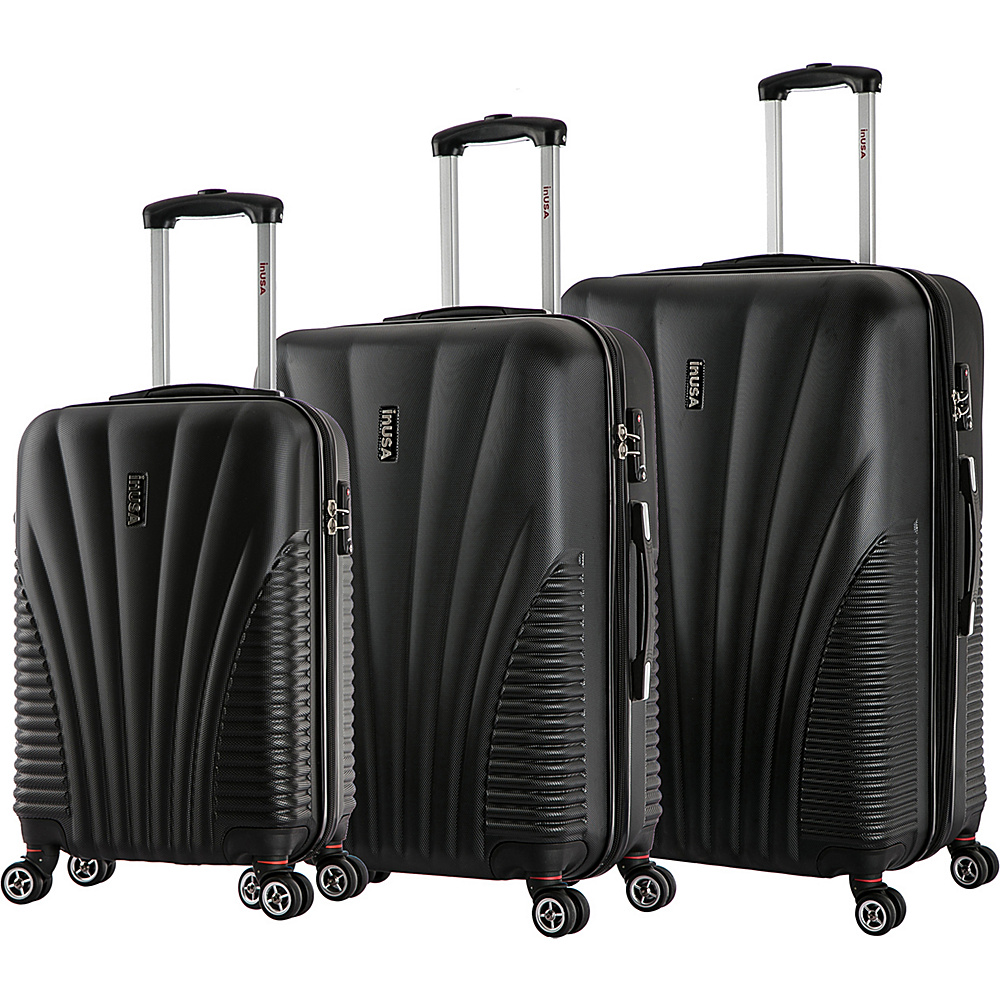 inUSA Chicago Collection 3 Piece Lightweight Hardside Spinner Luggage Set Black inUSA Luggage Sets