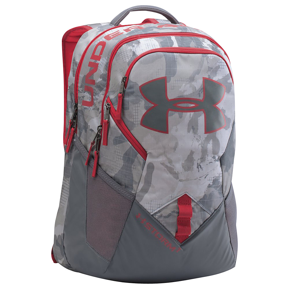 Under Armour Big Logo IV Backpack Overcast Gray Graphite Red Under Armour School Day Hiking Backpacks