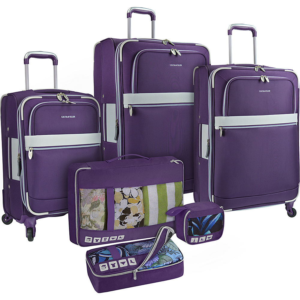 U.S. Traveler Alamosa 6 Piece Luggage Set Purple U.S. Traveler Luggage Sets