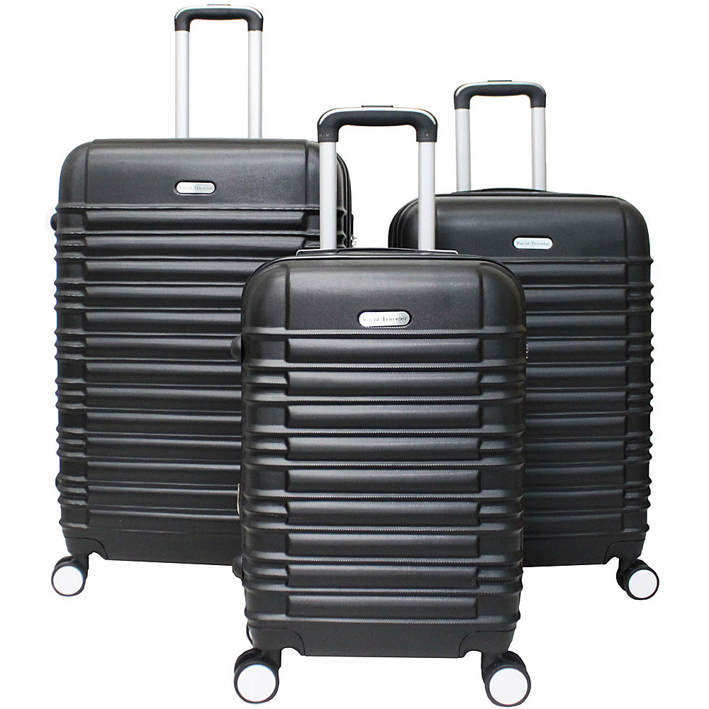 World Traveler California Hardside 3 Piece Spinner Luggage Set Black World Traveler Luggage Sets