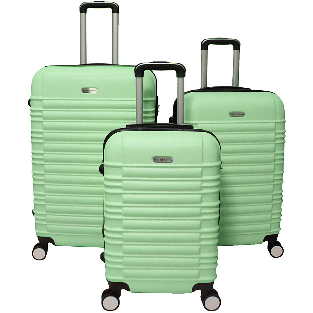 World Traveler California Hardside 3 Piece Spinner Luggage Set Green World Traveler Luggage Sets
