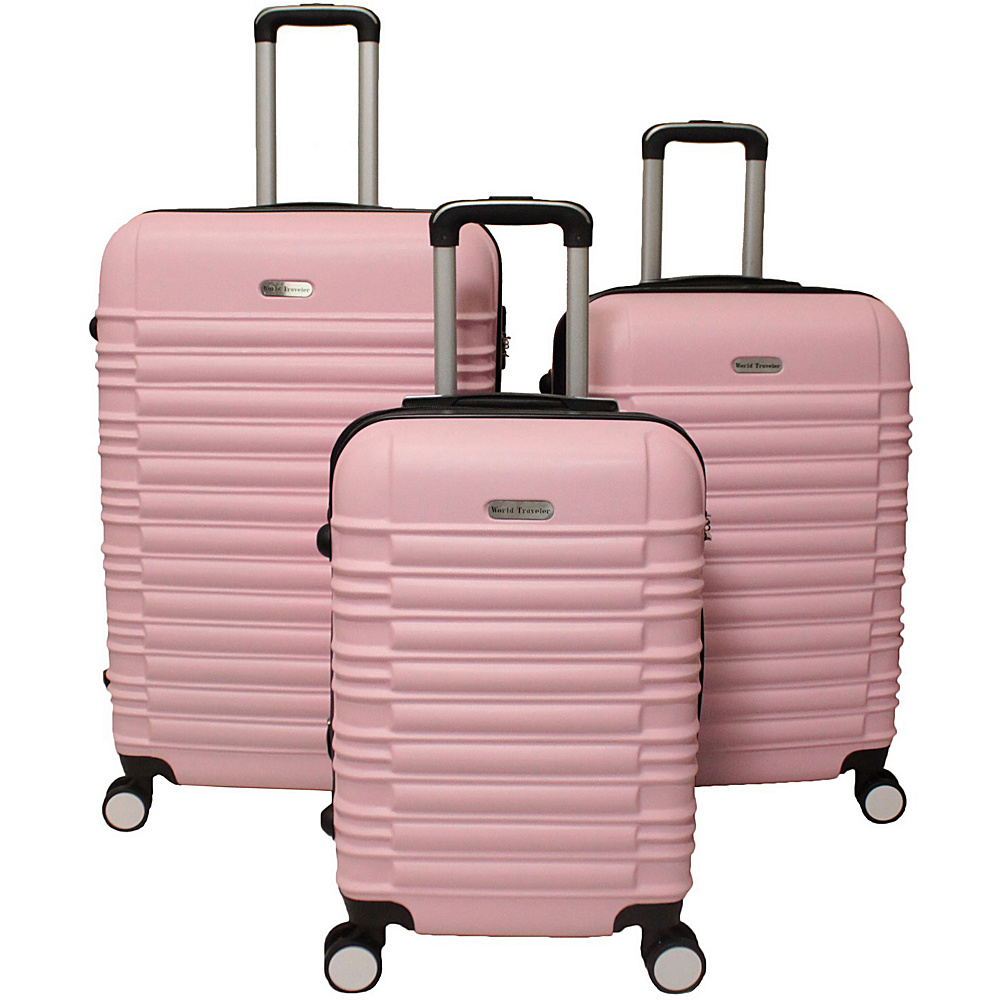 World Traveler California Hardside 3 Piece Spinner Luggage Set Pink World Traveler Luggage Sets