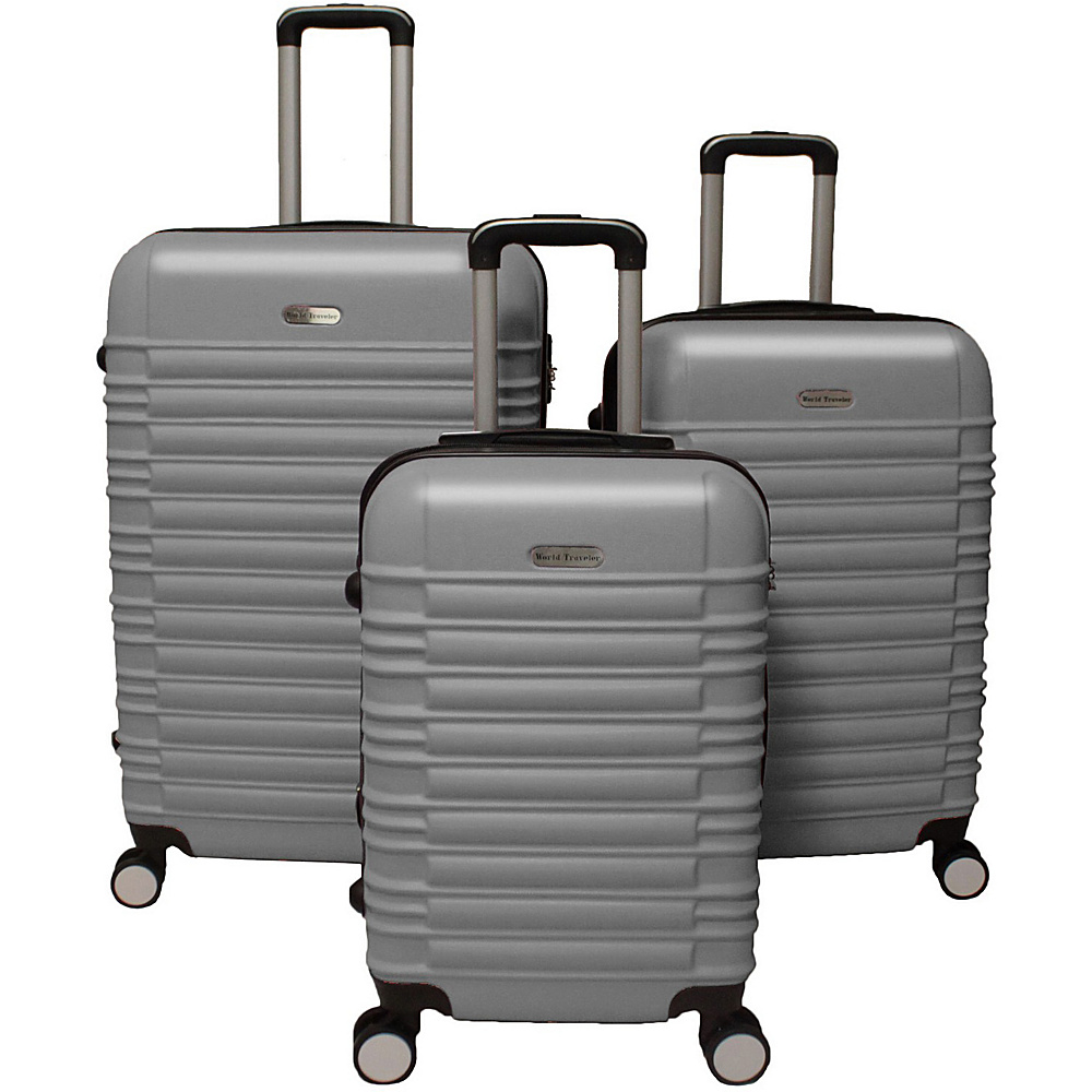 World Traveler California Hardside 3 Piece Spinner Luggage Set Silver World Traveler Luggage Sets