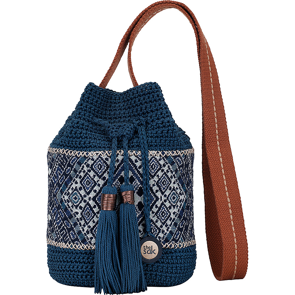 The Sak Sayulita Drawstring Crossbody Blue Diamond The Sak Fabric Handbags