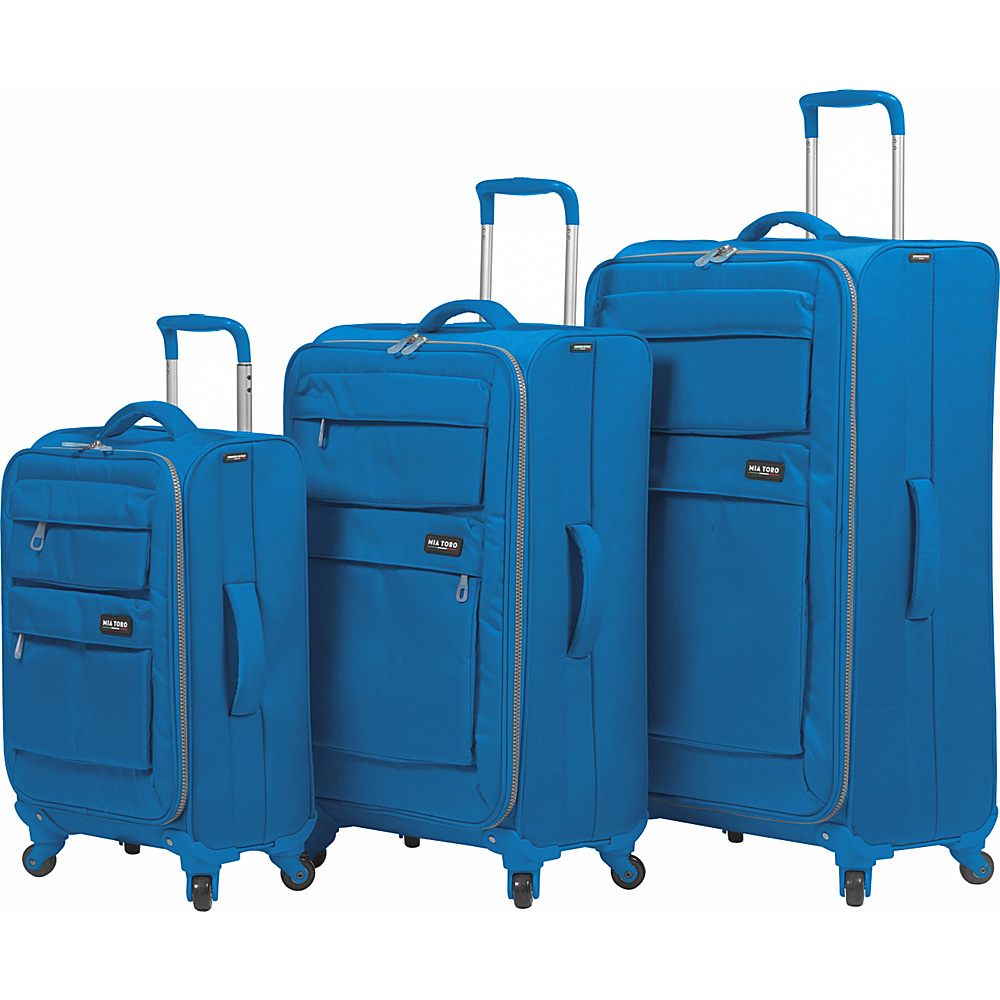 Mia Toro ITALY Dolomiti Softside Spinner 3 Piece Set Blue Mia Toro ITALY Luggage Sets