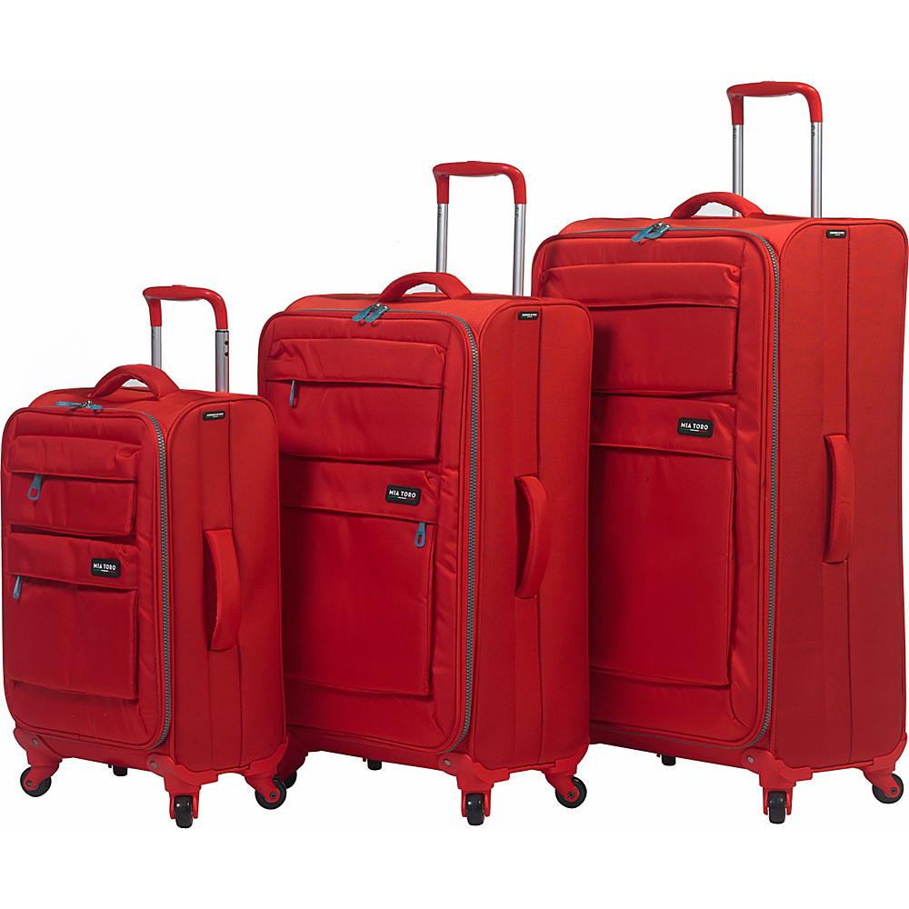 Mia Toro ITALY Dolomiti Softside Spinner 3 Piece Set Red Mia Toro ITALY Luggage Sets