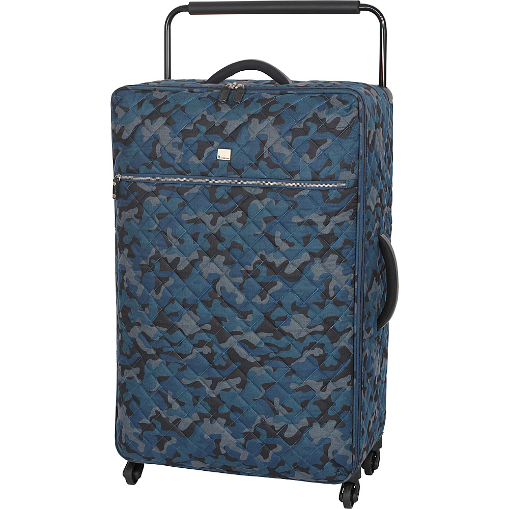 it luggage World s Lightest Quilted Camo 32.7 inch 4 Wheel Spinner Legion Blue Camo Print it luggage Large Rolling Luggage