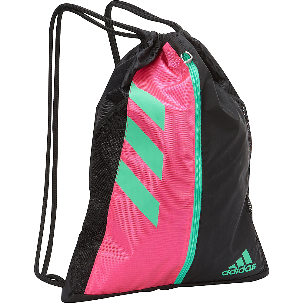 adidas Team Issue Sackpack Shock Pink Black Bright Green adidas School Day Hiking Backpacks