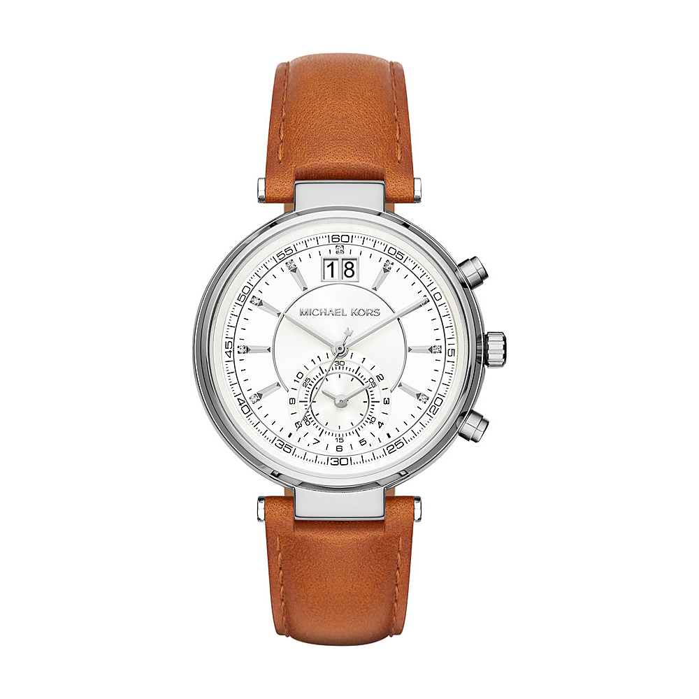 Michael Kors Watches Sawyer Leather Chronograph Watch Tan Silver Michael Kors Watches Watches