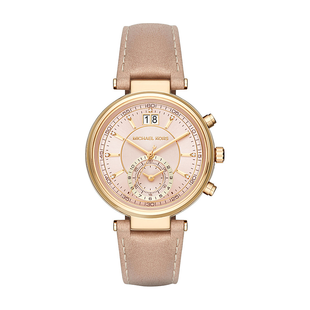 Michael Kors Watches Sawyer Leather Chronograph Watch Beige Gold Michael Kors Watches Watches