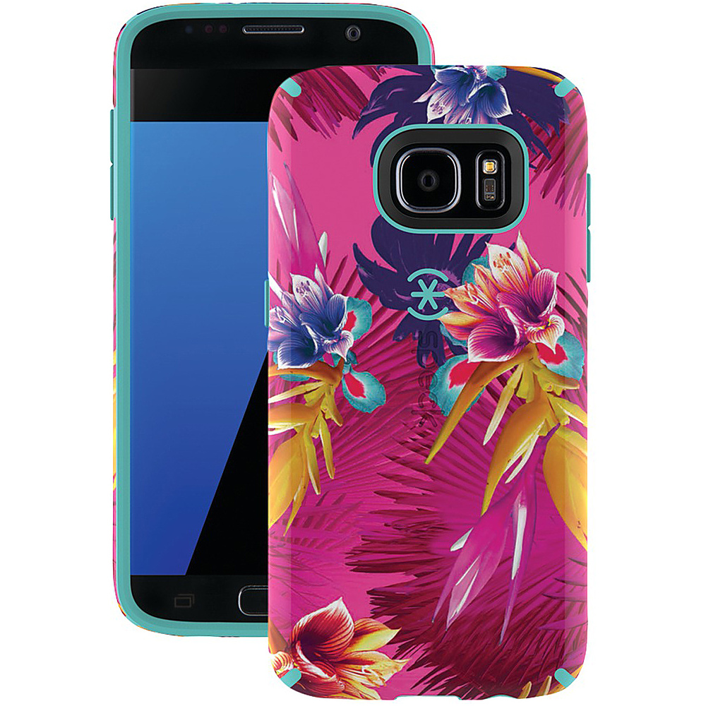 Speck Samsung Galaxy S 7 Candyshell Inked Case Wild Tropic Fushsia Mykonos Blue Speck Electronic Cases