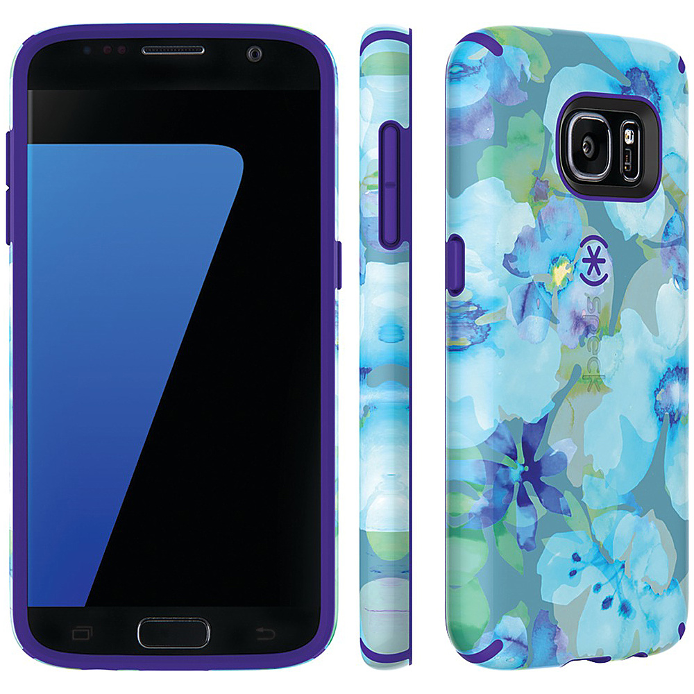 Speck Samsung Galaxy S 7 Candyshell Inked Case Aqua Floral Blue Ultraviolet Purple Speck Personal Electronic Cases