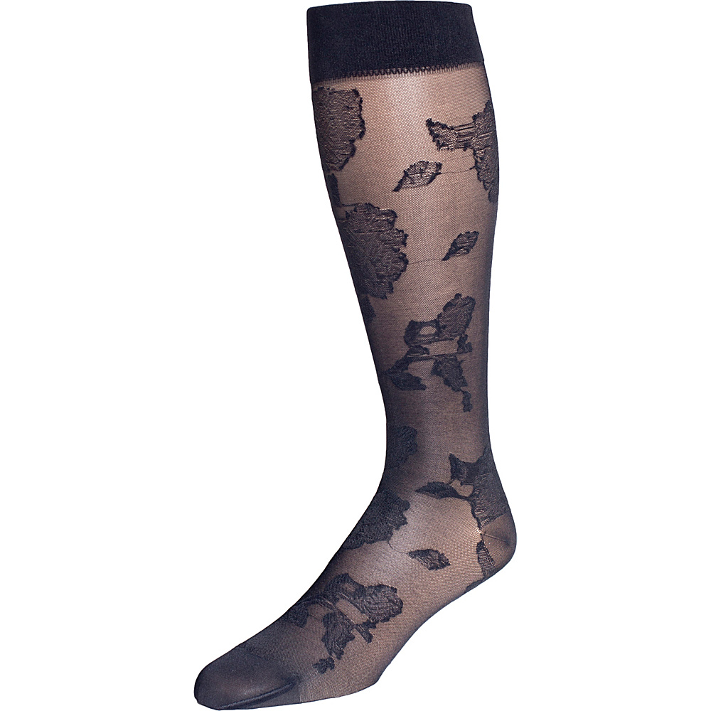 Rejuva Sheer Floral KneeHigh Compression Socks Black â Medium Rejuva Legwear Socks