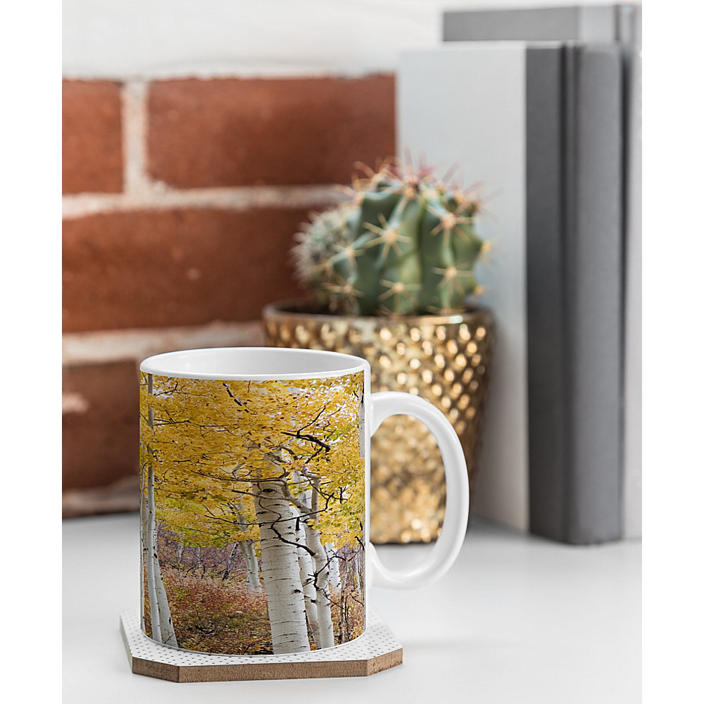 DENY Designs Barbara Sherman Coffee Mug Aspen Yellow Golden Aspens DENY Designs Outdoor Accessories
