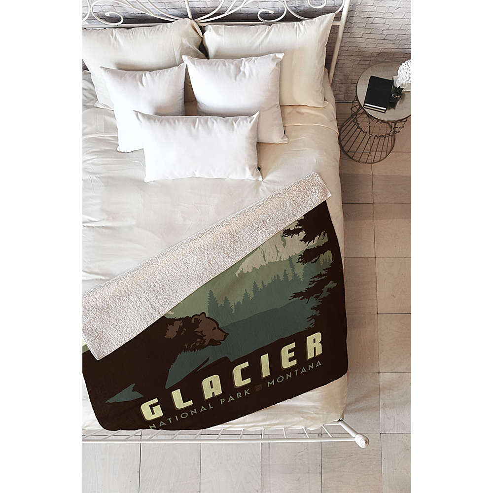 DENY Designs Anderson Design Group Sherpa Fleece Blanket Glacier Brown Glacier National Park DENY Designs Travel Pillows Blankets