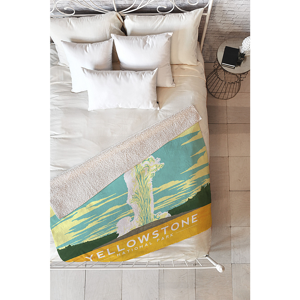 DENY Designs Anderson Design Group Sherpa Fleece Blanket Yellowstone Yellowstone National Park DENY Designs Travel Pillows Blankets