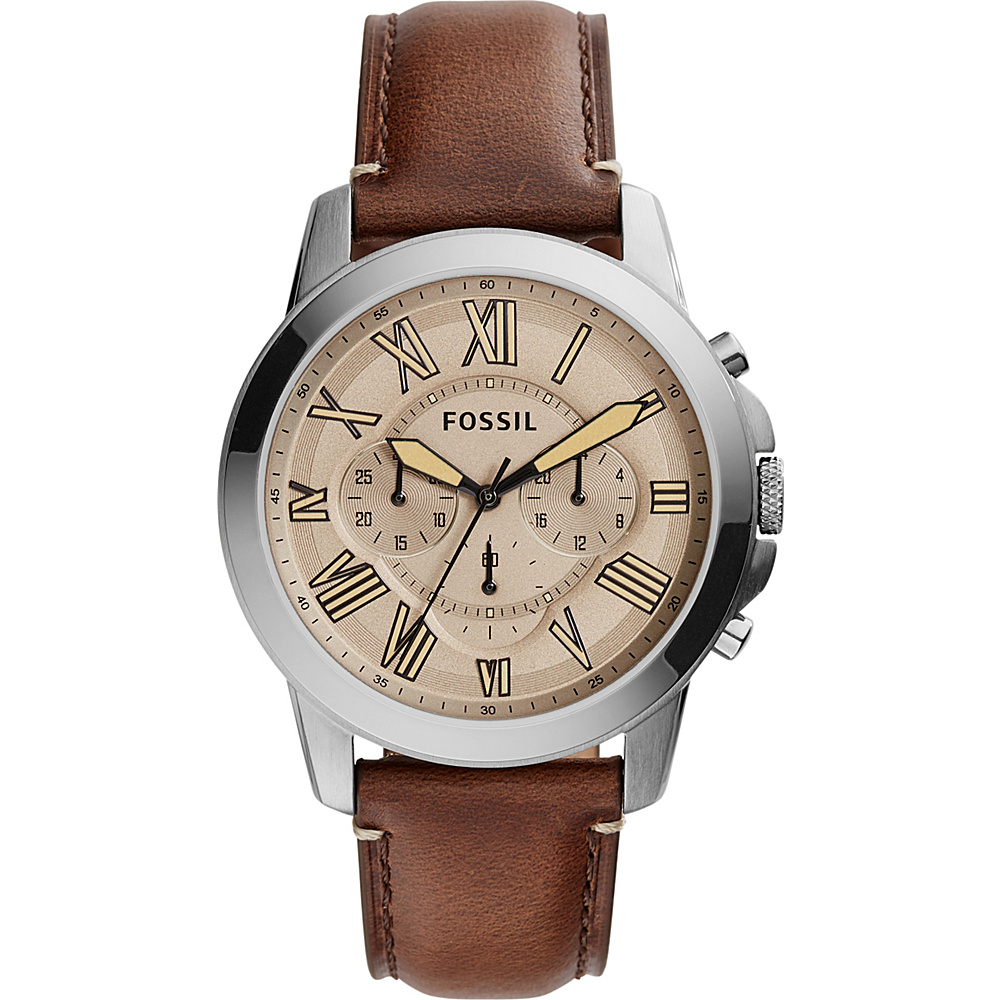 Fossil Grant Chronograph Dark Brown Leather Watch Brown Tan Fossil Watches