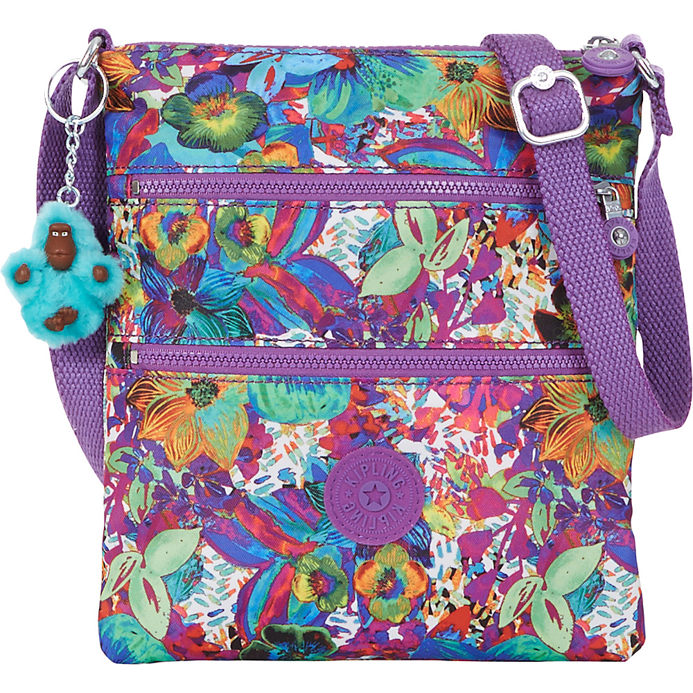 Kipling Keiko Print Crossbody Aloha Grove Purple Kipling Fabric Handbags