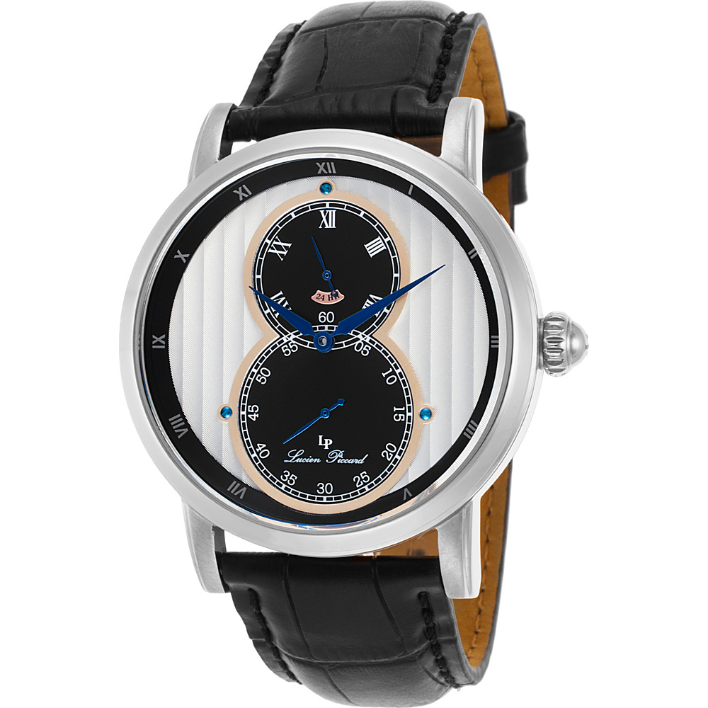 Lucien Piccard Watches Infinity Leather Band Watch Black White amp; Black Silver Lucien Piccard Watches Watches