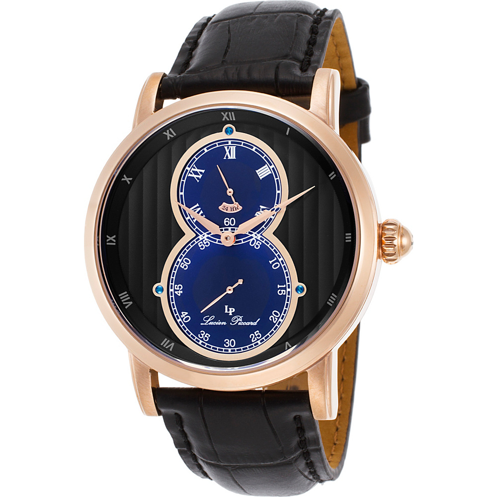 Lucien Piccard Watches Infinity Leather Band Watch Black Black amp; Blue Rose Gold Lucien Piccard Watches Watches