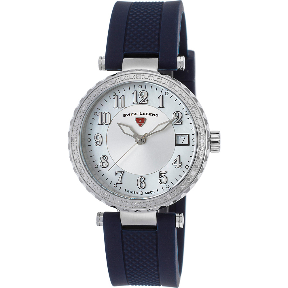 Swiss Legend Watches Sea Breeze Diamond Silicone Band Watch Navy Swiss Legend Watches Watches