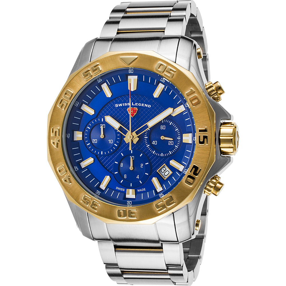 Swiss Legend Watches Islander Chronograph Two Tone Stainless Steel Watch Silver Blue Gold Swiss Legend Watches Watches