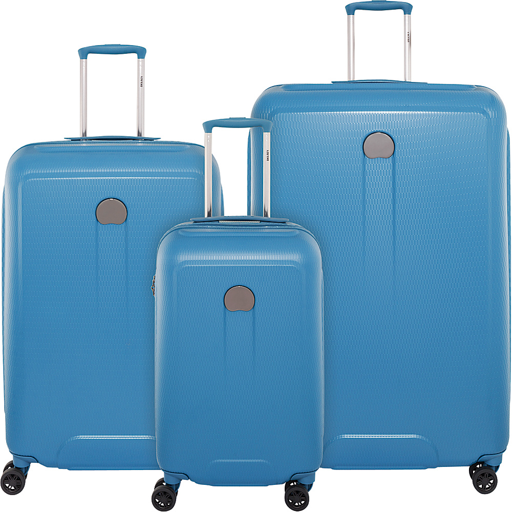 Delsey Embleme 3 Piece Polycarbonate Luggage Set Blue Delsey Luggage Sets
