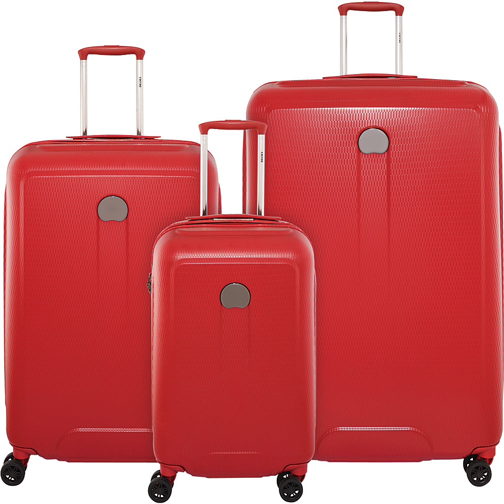 Delsey Embleme 3 Piece Polycarbonate Luggage Set Red Delsey Luggage Sets