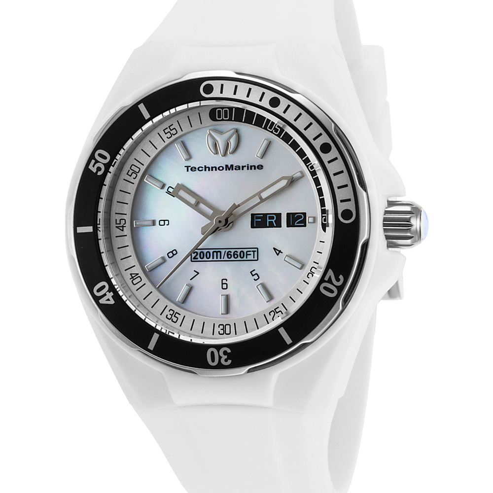 TechnoMarine Watches Womens Sea Manta White Silicone Mother of Pearl Dial White Silver TechnoMarine Watches Watches