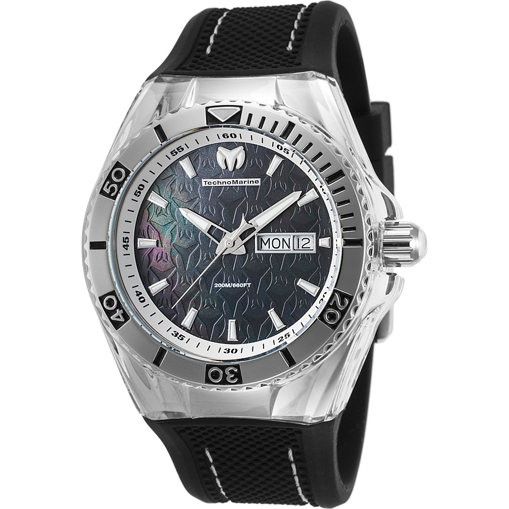 TechnoMarine Watches Mens Cruise Monogram Silicone Band Watch Black TechnoMarine Watches Watches
