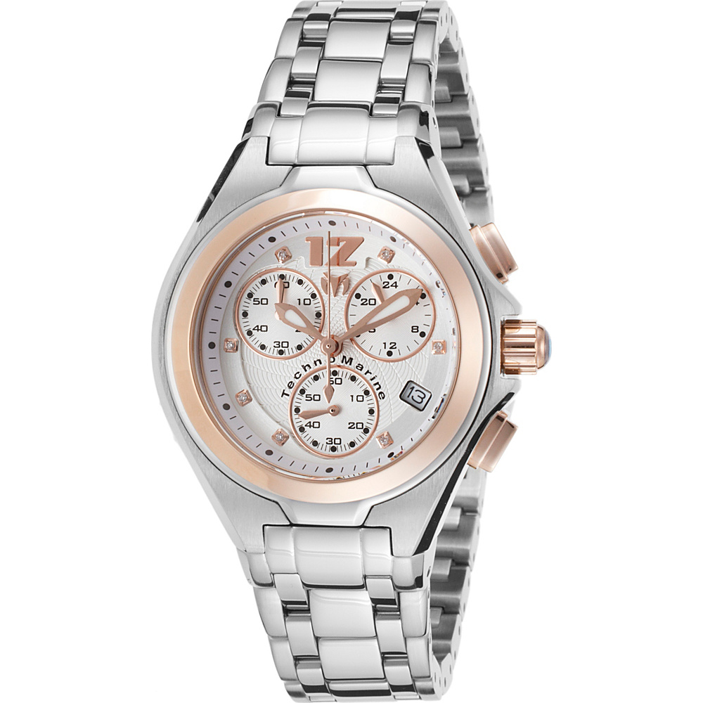 TechnoMarine Watches Womens Manta Neo Classic Chronograph Stainless Steel Watch Silver Rose Gold TechnoMarine Watches Watches