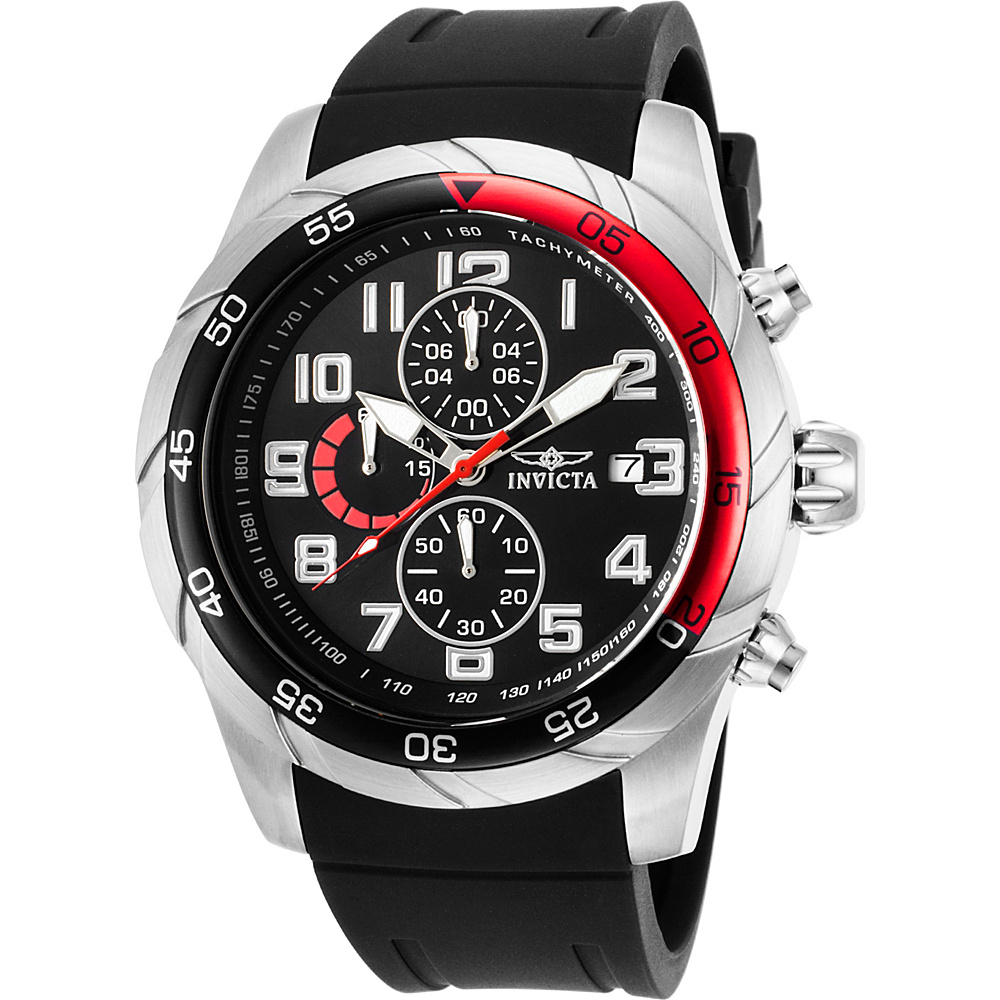 Invicta Watches Mens Pro Diver Chronograph Silicone Band Watch Black Silver Invicta Watches Watches