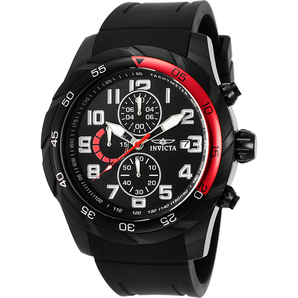 Invicta Watches Mens Pro Diver Chronograph Silicone Band Watch Black Black Invicta Watches Watches