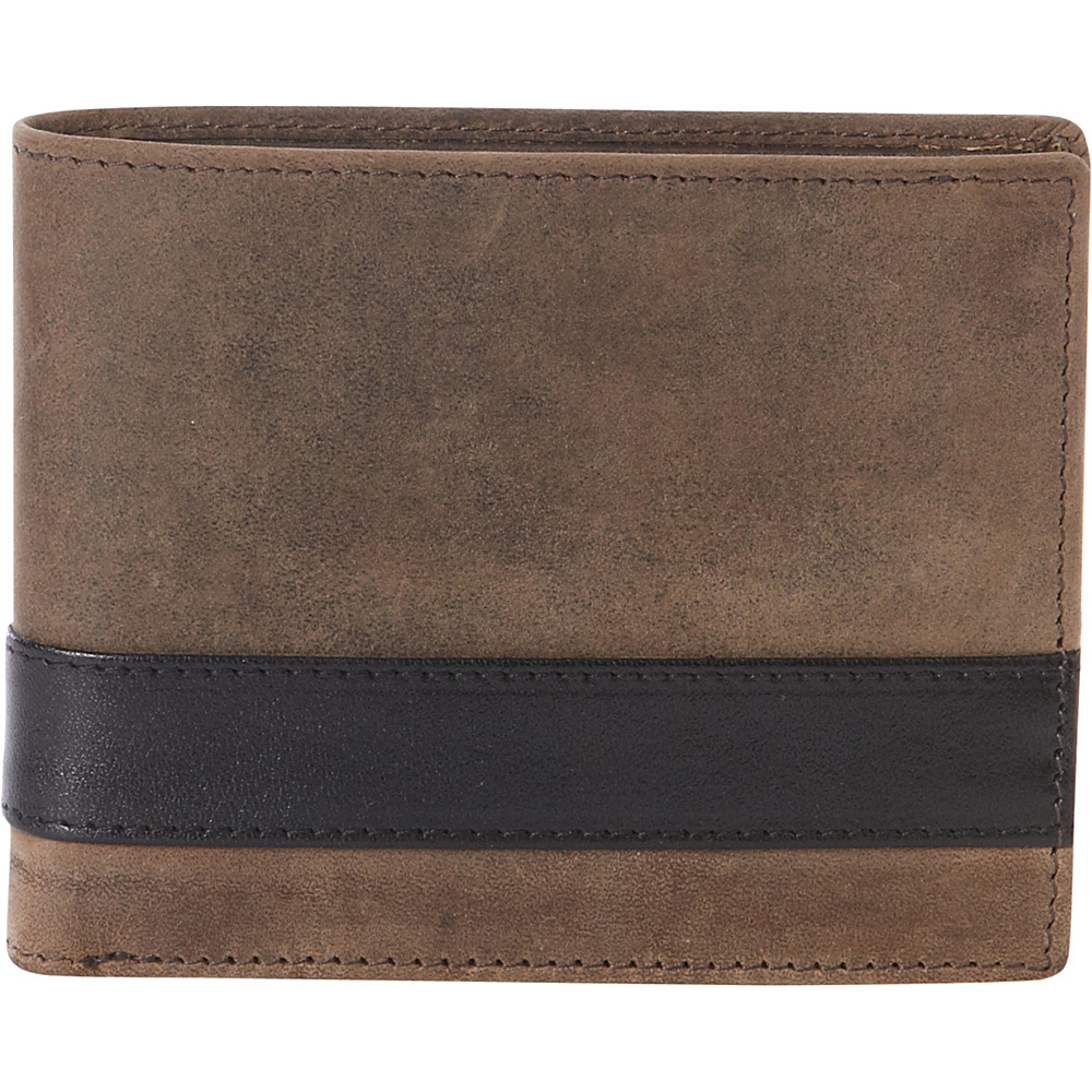 Mancini Leather Goods RFID Secure Mens Center Wing Wallet Faded Brown Mancini Leather Goods Men s Wallets