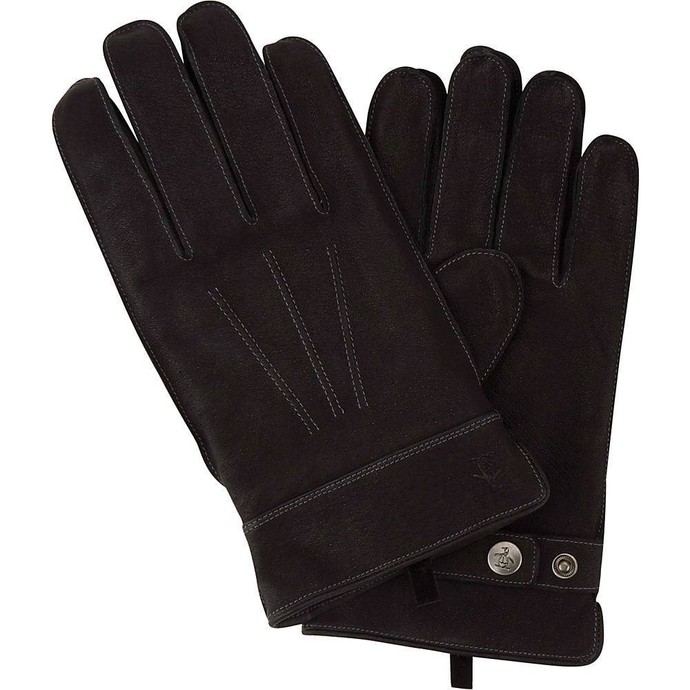 Original Penguin Leather Gloves with Darts Black L Original Penguin Hats Gloves Scarves