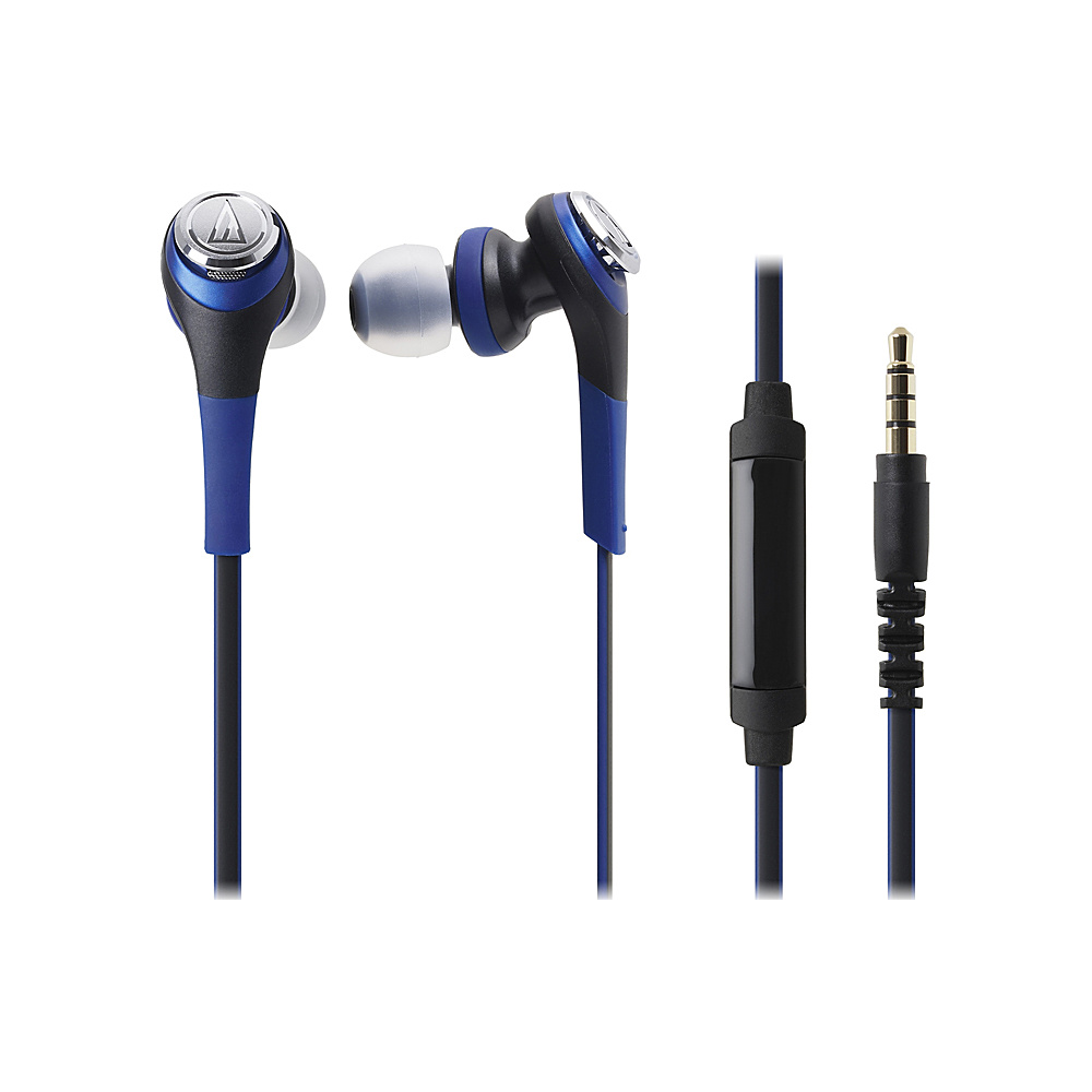 Audio Technica ATH CKS550ISBL Solid Bass In Ear Headphones with In Line Mic and Control Blue Audio Technica Headphones Speakers