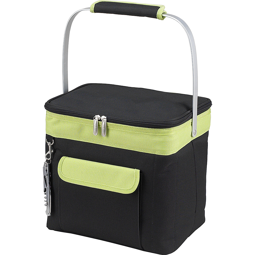 Picnic at Ascot 6 Bottle Insulated Wine Tote Collapsible Multi Purpose Cooler Black Apple Picnic at Ascot Outdoor Coolers