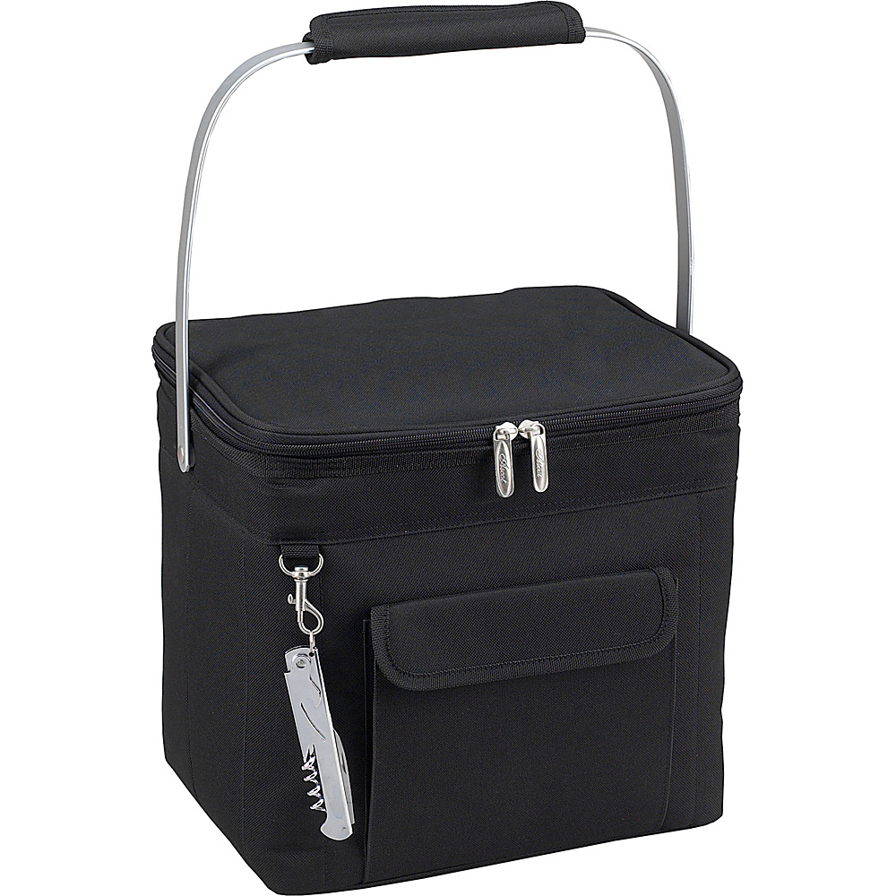 Picnic at Ascot 6 Bottle Insulated Wine Tote Collapsible Multi Purpose Cooler Black Picnic at Ascot Outdoor Coolers